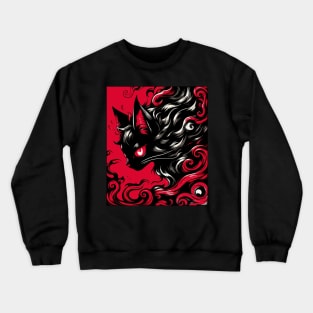 Cute Abstract Art Black Cat Demon Crewneck Sweatshirt